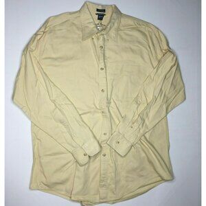 Charter Club Room Mens Button Up Long Sleeved Collared Shirt Yellow Size XL